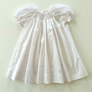 Petit Ami 3 Months Baby Girl White Smocked Dress Embroidered Spring Summer